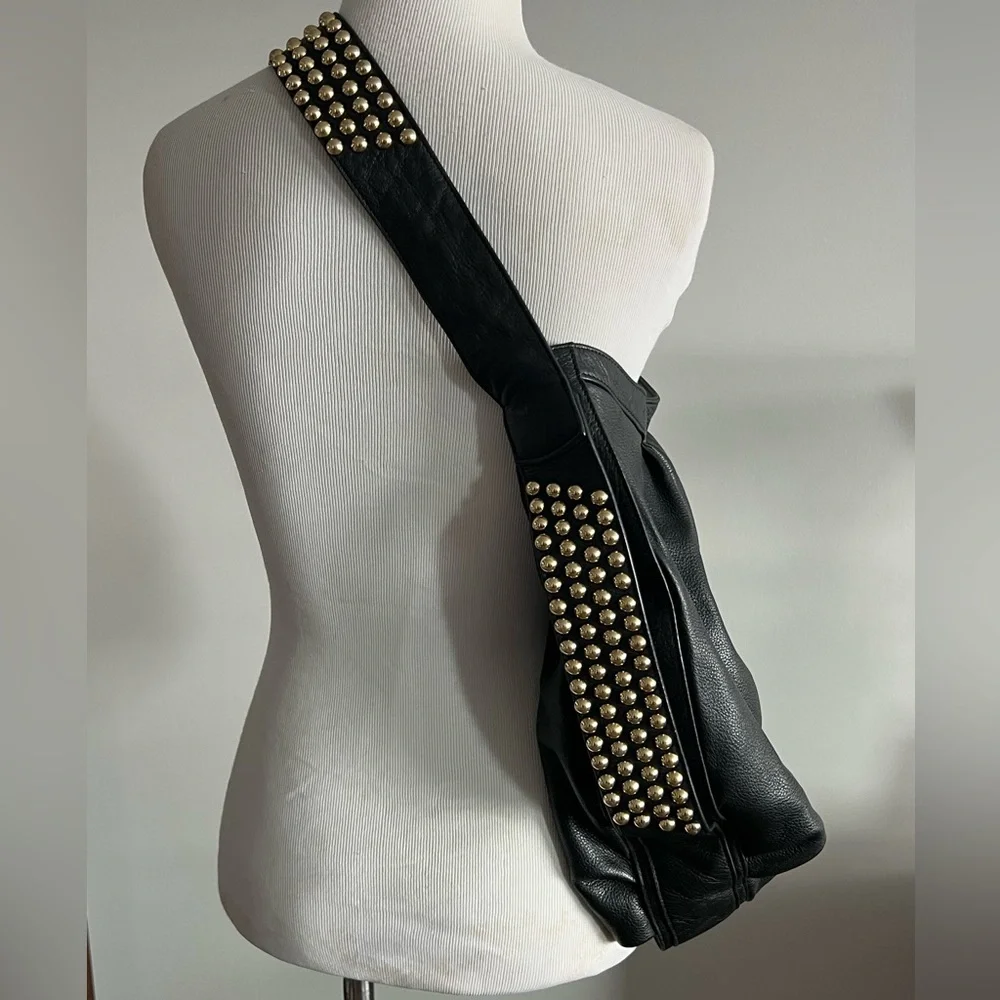 Bryna Nicole Black leather stud hobo shoulder bag - Picture 2 of 7